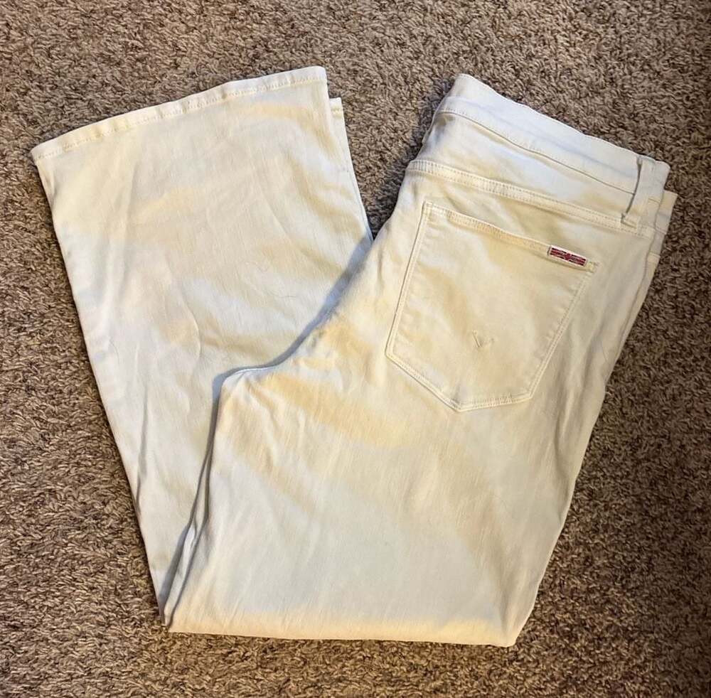 Hudson Rosalie TNL Distressed White Wide Leg Jeans Size 32
